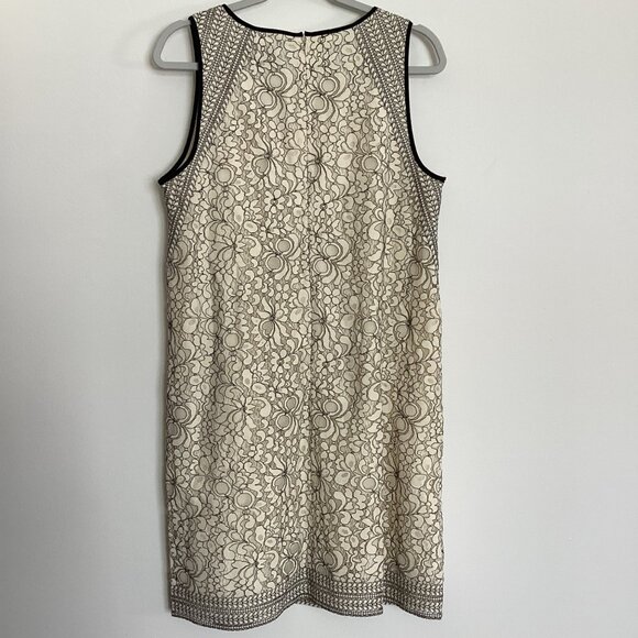 NWT Loft Ivory Cream and Black Lace Overlay Shift Dress Size 12 - Picture 4 of 7